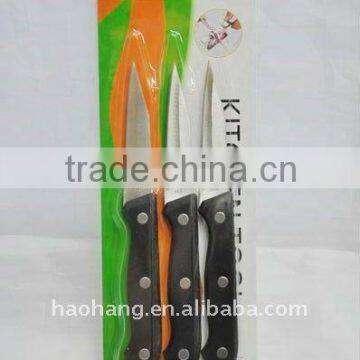 Hot sale 3 pcs stainless steel fruit knife with plastic handle,knife set of cheap