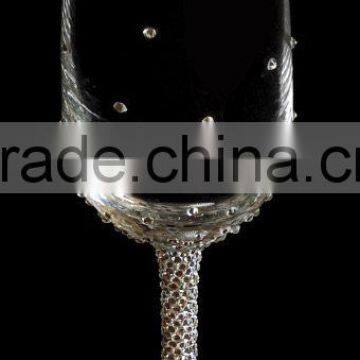 High-end Fancy Handmade Customized Crystallized Glass Champagne Flutes for 5-star Hotel