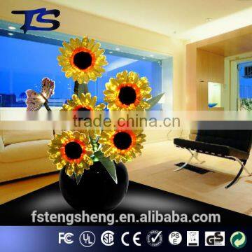 Led fiber optic sunflower pot home decoration artificial flower pot