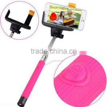 2015 hot&new selfie stick bluetooth, selfie stick without bluetooth connected by cable