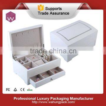 white high glossy painting crystal wooden jewelry box