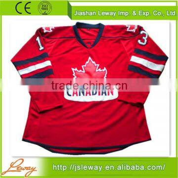 Red latest jersey design reversible sublimation ice hockey jerseys