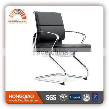 CV-B02BS-1 short back visitor chair leather cover visitor chair aluminum arms office chair