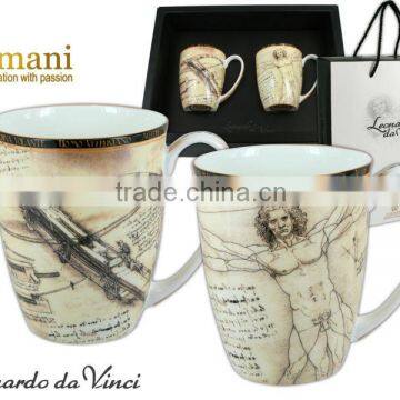 CARMANI gift set Cup + Saucer with LEONARDO DA VINCI artwork