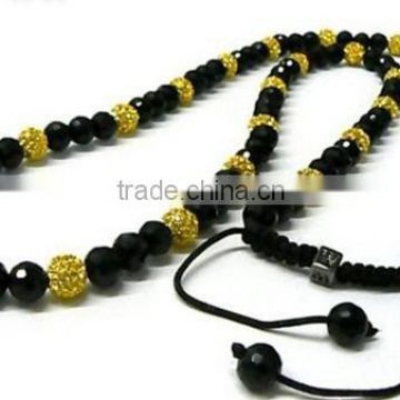 Diamond Cut Yellow Disco 10mm Shamballa Ball Beads Necklace (32"-36")