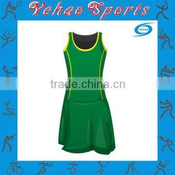 Custom sublimated netball A line dress color green