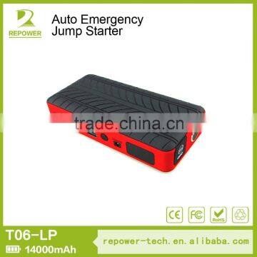 multi function 12V emergency car portable battery jump starter for 14000mAh