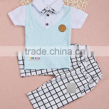 2015 new Korean style boy set short sleeves korean summer children clothing set