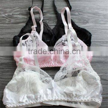 Sheer White and Periwinkle Lace Bralette