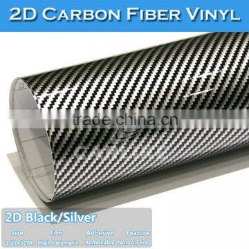 CARLIKE Popular Glossy Silver/Black 2D Carbon Fiber Car Sticker Vinyl