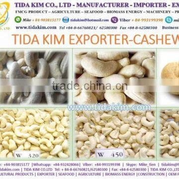 VIETNAM CASHEW NUTS W210 W240 W320 W450 TIDA KIM - BLACK WHITE PEPPER - ORGANIC COCONUT WATER DESICCATED FLAKE FINE GRADE