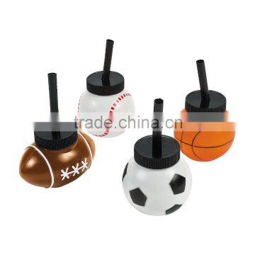 8 oz. 230ml Wholesale Custom Eco-Friendly Resuable Novelty Plastic Sport Ball Cups with Lids and Straws for Promotional Gifts