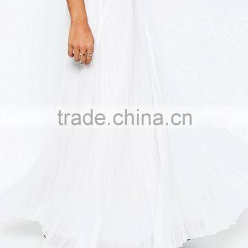 Fashion Custom Designs Summer White Pleated Long Maxi Skirt For Women China Manufacture photo-4