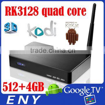 NEWEST RK3128 quad core cortexA7 Mali400 802.11b/g/n wifi 512+4GB KODI Full HD1080p Internet Digital Stream TV Box