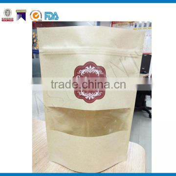 wholesale custom printed stand up pouch with zipper top and square clear window for coffee bean/chocolate                        
                                                                                Supplier's Choice