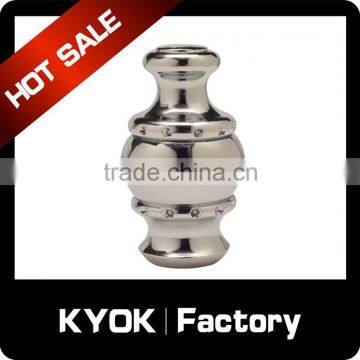 KYOK Clear Diamond crystal glass curtain rod finial,curtain pole finials with stainless steel color