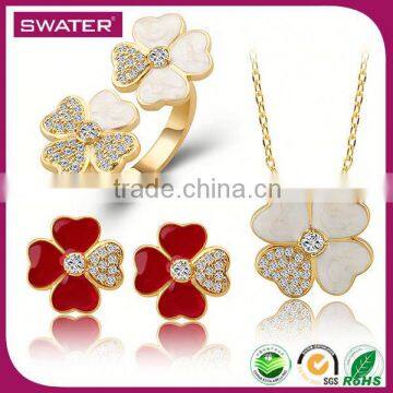 New Products 2016 Party Clover Red And White Saudi Gold Jewelry Set Price