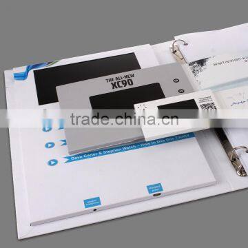 artificial handmade 7inch lcd video ring binder ,video folder with lcd ,custom video brochure