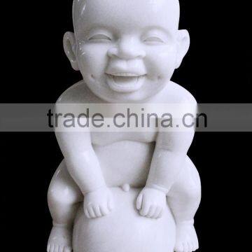 Naked Man Baby Figure Statue White Marble Stone Sculpture Hand Sculpture Carved