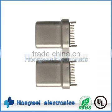 USB C DIP male connector Type C 180 degree pins with integrated cap cushion