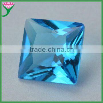 Square princess cut aquamarine decorative colored glass wholesale semiprecious stones