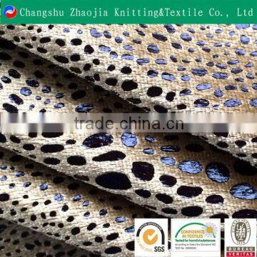 China manufacturer gold foil fake polyester snake pattern fabric panne velvet ZJ013