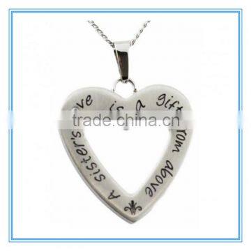 A Sister's Love Is A Gift From Above Heart Shaped Pendant With CZ