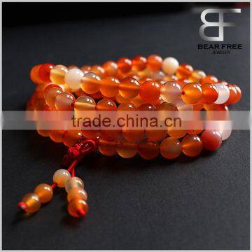 Fashion Original Color Agate Crystal Gemstone Tibet Buddhist Buddha Meditation 108 Prayer Bead Mala Bracelet/Necklace