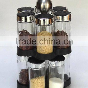 TW978 12pcs glass spice jar set with plastic stand