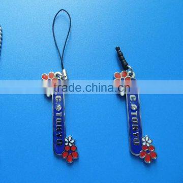 flower metal mobile phone charm with dust plug