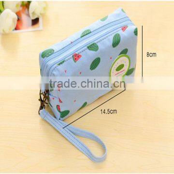 High quality fruit pencil case school student canvas zipper pencil box