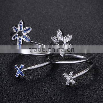 Finger Rings With Flower Shape Boss Finger Ring White Copper Ring Jewelry for Women