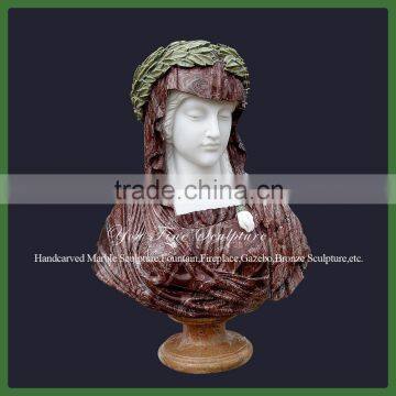 Decorative Girl Carved Marble Bust Statue