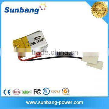 Factory directly sale 3.7v 70mah 351420 polymer batteries