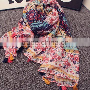 Hot Selling Floral Pattern Scarf Viscose Design Fashion Muslim Hijab Pashmina Autumn Popular Shawls /scarves photo-5