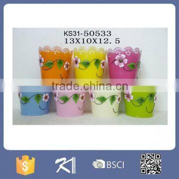 Garden decorative round small metal flower pot