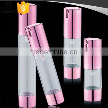 shiny pink airless cosmetic pump bottle for packaging