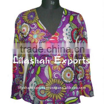 VP2004 Cotton tops Printed Summer Blouse Top Beachwear ropa indu Garments