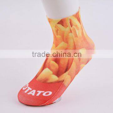 French fries photo print socks lady's colorful ankle socks