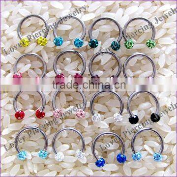 High Polish With Epoxy Covering Ball Stainless Steel Circular Ring Piercing Jewelry [FC-990]