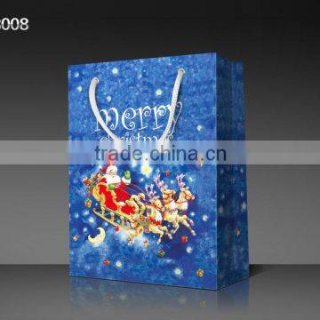 2013 New Arrival Christmas Cardboard Paper Shopping Gifts Bag With Drawstring Cord Ribbon Handles SD13008