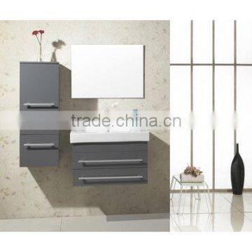 Light grey modern wall mounted MDF bathroom vanity cabinet in 30" width