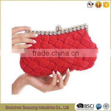 Fashion Frame Quilted Nylon Evening Bag with Chain Handle