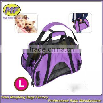 Mesh Ventilation Washable Fleece Bed Purple Large Pet Travel Carrier Bag