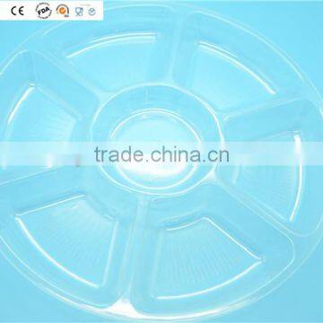 16" Plastic Round Tray With 7 Compartments