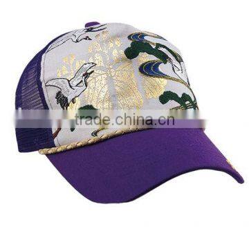 printing and embroidery 100% cotton baseball mesh cap