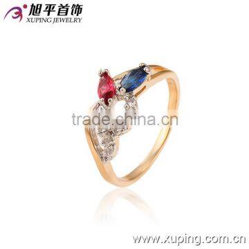 13014 xuping fashion jewelry High Quality Gold Plated Ring Crystal Multicolor Ring Ladies Gold Finger Ring