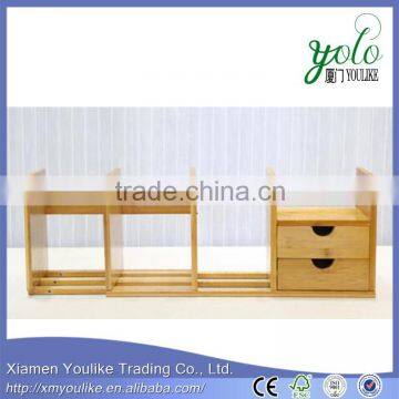 Mobile Rotating Design Desk Organizer Bamboo Office Desk Organizer Book Rack With Drawers photo-3