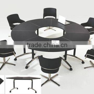 Hot curved desktop MDF office table , folding conference table , folding table (NH2603)