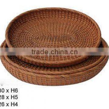 2015 new weaving style round rattan tray Vietnam basket